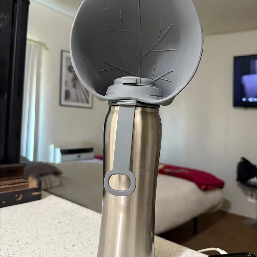 Gray and Silver Portable Pet Water Bottle